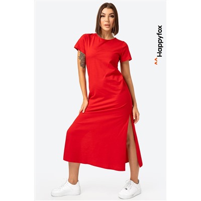 Однотонное женское платье-футболка Happyfox