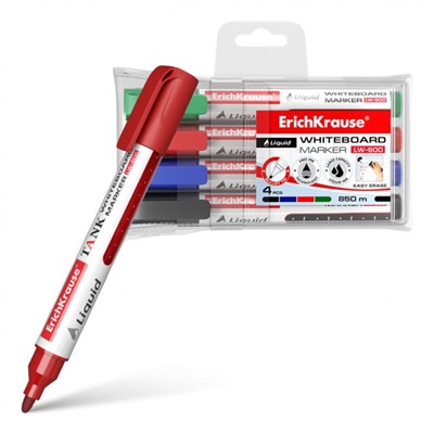 Набор 4 маркера для доски Liquid LW-600 (черный, синий, красный, зеленый) 58362 ErichKrause