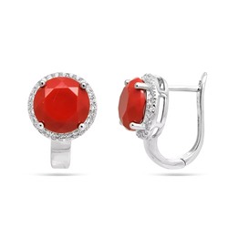 Серьги из серебра коралл, МЦВ1046