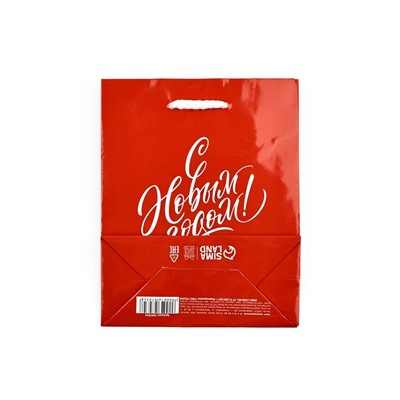 Пакет подарочный новогодний ламинированный «С Новым годом», S 15×12×5.5 см