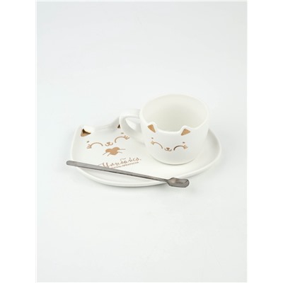 Чайная пара «Улыбайся»: кружка 200 мл, блюдце 18×11 см, ложка
