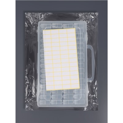 Органайзер для хранения мелочей, 64 баночки, 13×22×5 см, с наклейками, прозрачный
