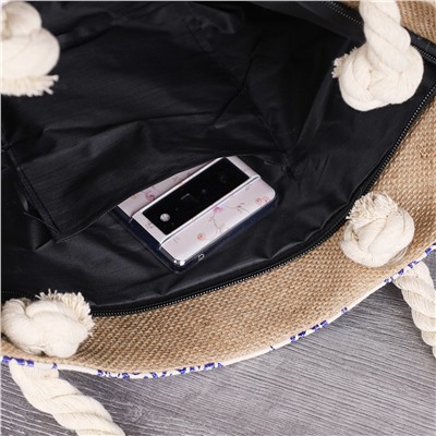 Сумка пляжная на молнии 45х32х14 см / BB24 /уп 1/микс