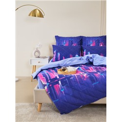 Постельное белье зима-лето из поплина с простыней на резинке - Сити Найт