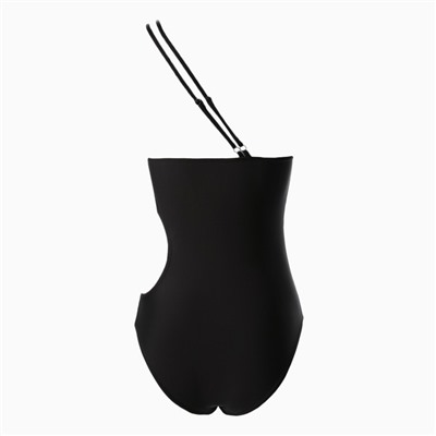 Купальник женский слитный на одно плечо, размер 44, чёрный