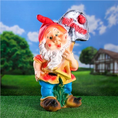 Садовая фигура из гипса «Гном с лопатой ВЕЛКОМ», 70×31×38 см, МИКС