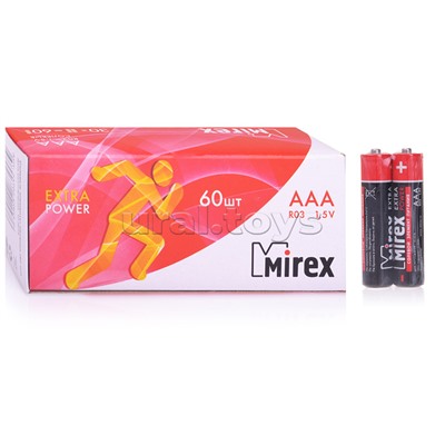 Батарея солевая Mirex R03 / AAA 1,5V, упаковка 60 шт., (2)