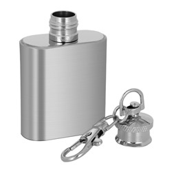 Фляжка-брелок Мастер К, 30 мл, подарочная, армейская, 1 oz, нержавеющая сталь, серебристая