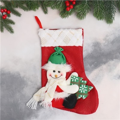 Подвеска на ёлку «Снеговик с ёлочкой», мягкая, 20×33 см, красный