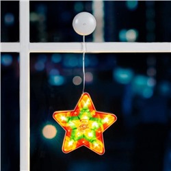 Светодиодная фигура на присоске «Звезда» 19×19 см, пластик, батарейки АААх3 (не в комплекте), свечение тёплое белое