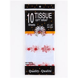 Бумага новогодняя упаковочная тишью «Снежинки со звездами», 50×66 см