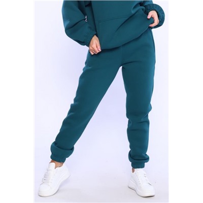 Брюки джоггеры футер трехнитка начес унисекс, Арт. Бр-1045 (Зеленый)