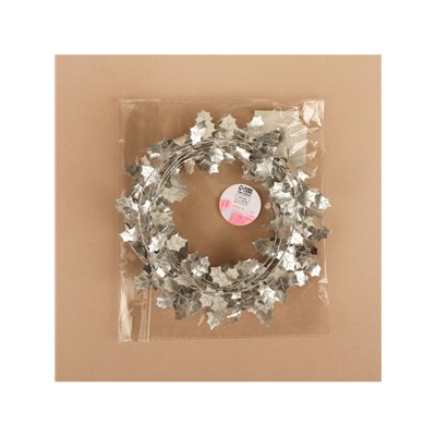 Листья на металлической проволоке, 21×18 мм, 5 м, цвет серебряный