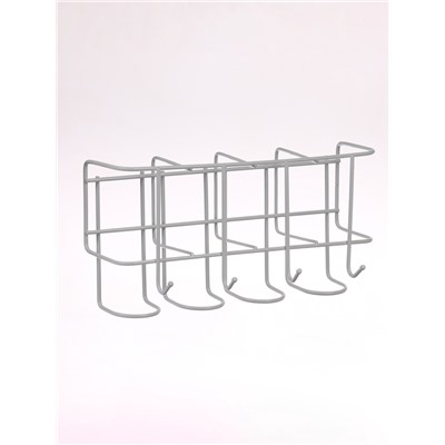 Подставка для зонтов настенная, с крючками, металл, 7×12×26 см, белая