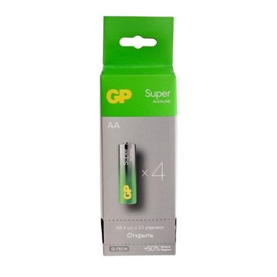 Батарейка алкалиновая GP Super, AA, LR6-40BOX, 1.5В, набор, 40 шт