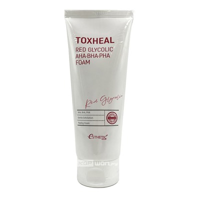 Пенка для умывания с АНА- BHA- и PHA-кислотами Toxheal Red Glycolic AHA, BHA, PHA Foam Esthetic House, Корея, 150 мл