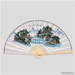 Веер 63 см бамбуковая основа Серый с Пейзажем / 622-12 /уп 75/742905