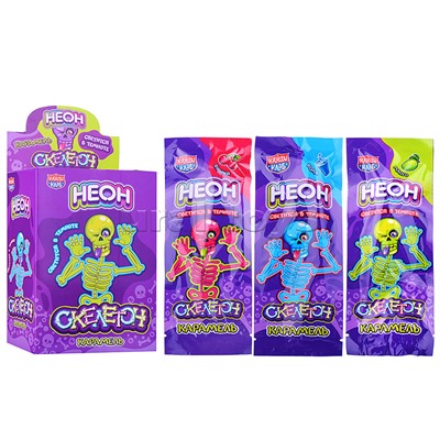 Карамель на неоновой палочке "Неон Скелетон" 10г (30шт)