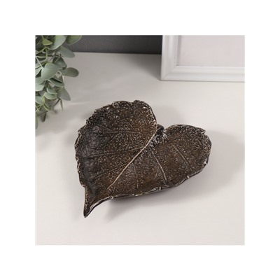 Подставка для мелочей «Лист с прожилками», керамика, коричневый глянец 16×19.5×2.5 см