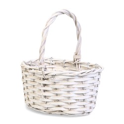 Корзина плетёная для хранения, 22×16×12 см, ручка h=13 см, ива, белая