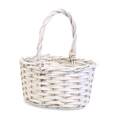 Корзина плетёная для хранения, 22×16×12 см, ручка h=13 см, ива, белая