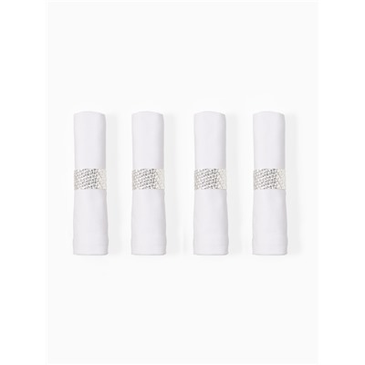 Набор салфеток с декоративными кольцами White pleasure, 40×40 см - 4 шт., 100% хлопок, саржа 190 г/м²
