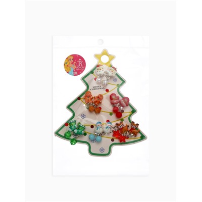 Клипсы детские набор 6 пар Выбражулька «Новогодний», разноцветные