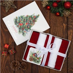 Набор махровых полотенец Этель Merry christmas 30×30 см - 5 шт., 100% хл, 340 г/м²