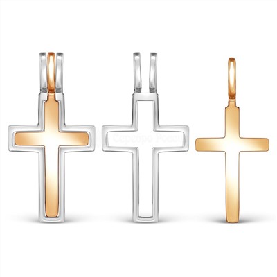 Подвеска-трансформер из серебра с позолотой родированная 925 пробы п-2298рз