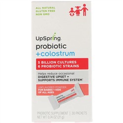 UpSpring, Пробиотик + молозиво, неароматизированный порошок, 30 пакетиков по 21 г (0.74 oz)