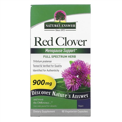 Nature's Answer, красный клевер, 900 мг, 90 вегетарианских капсул