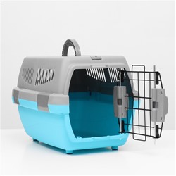 Переноска для животных «Неон», 48×32×29.5 см, вес до 12 кг, пластик, серая, голубая