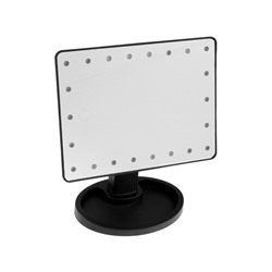 Зеркало KZ-06, подсветка, сенсорная кнопка, 22 диода, 26.5×16×12 см, 4хАА, чёрное