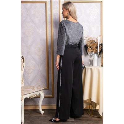 Брюки палаццо Полианна (черные/серебро) Б14828-8М