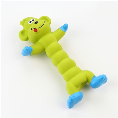 Игрушка для собак «Обезьянка», 21 см, пищащая, латекс, зелёная