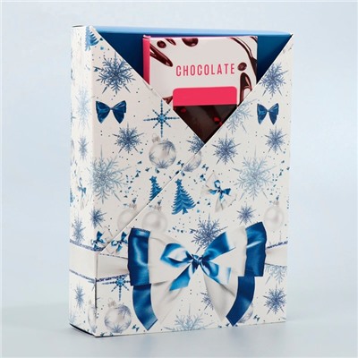 Коробка подарочная новогодняя складная «Новогодний бант», 21×15×5 см