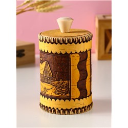 Туес шитый «Домики», банка для хранения, береста