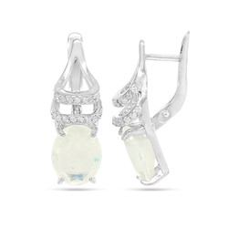 Серьги из серебра лунный камень, СПН32