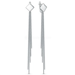 Серьги длинные из родированного серебра - Ромбы, цепи 2340405507-9