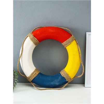 УЦЕНКА Декор настенный, панно спасательный круг с бечевкой Welcome on board, якоря, 7×50×50 см, разноцветный