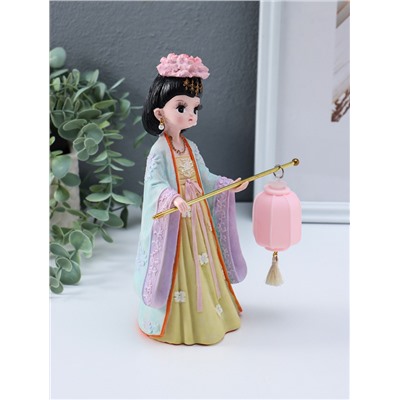 Фигурка светящаяся «Девочка в кимоно с фонариком», полистоун, розово-зелёный, 3×AG3, 7.8×12.5×20.5 см