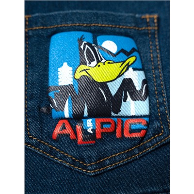 Полукомбинезон текстильный джинсовый утепленный флисом для мальчиков