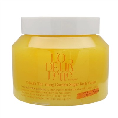 LODEURLETTE Сахарный скраб для тела с ароматом иланг-иланг / In England Colorfit The Ylang Garden Sugar Scrub, 500 г 24052
