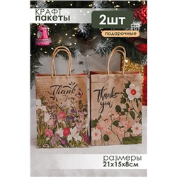 Набор крафт-пакетов подарочных 2 шт НАТАЛИ, 1218134