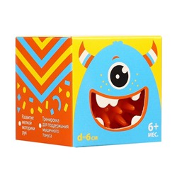 Мяч массажный развивающий Крошка Я «Монстрик», диаметр 6 см, от 6 мес., оранжевый