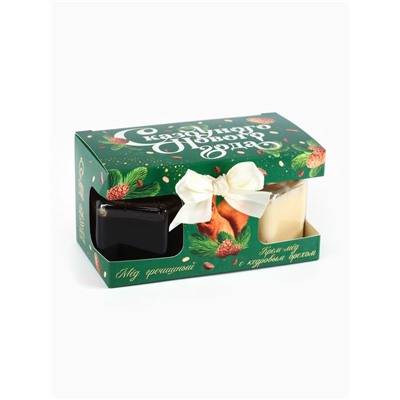 Подарочный набор новогодний «Сказочного Нового года»: гречишный мёд, крем-мёд с кедровым орехом