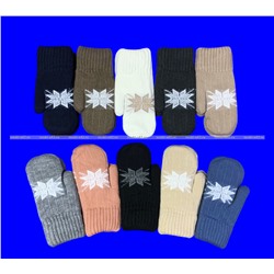 Варежки женские двойные шерстяные Снежинка арт. 6527