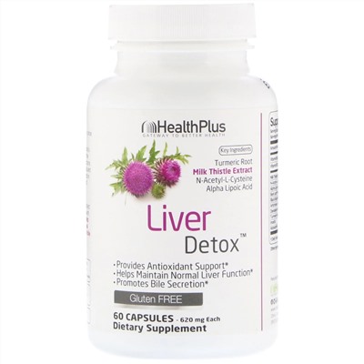 Health Plus, добавка для очистки печени, 60 капсул