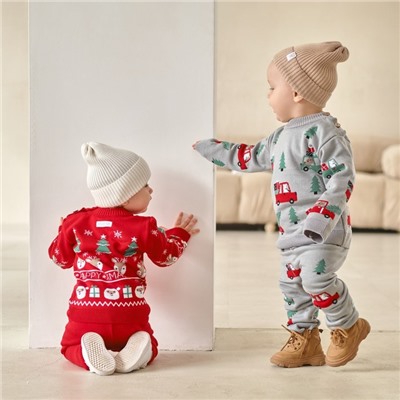 Костюм детский (джемпер, штаны) вязаный «Крошка Я» Xmas, рост 86-92 см