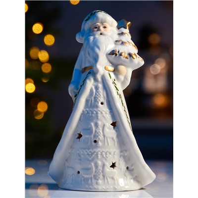 Светодиодная фигура «Дед Мороз в тулупе», 15.7×7.4×5.8 см, 1 LED, керамика, от батареек LR44×3, тёплый белый свет